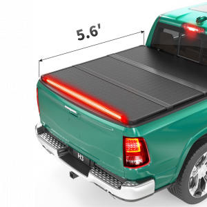 Крышка жесткая H3 DELUXAUTO 3х секционная складная с диодной лентой Dodge RAM 1500